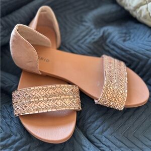 Elegant Rose Gold Beaded Sandals